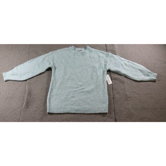 New Stitch Fix Pink Clover Sweater L Blue Ribbed Crew Neck Long Sleeve Pullover - Picture 1 of 6